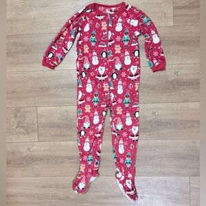 PJ Place 4T Christmas Pajamas Fleece Footed Sleeper Santa Snowman Elf